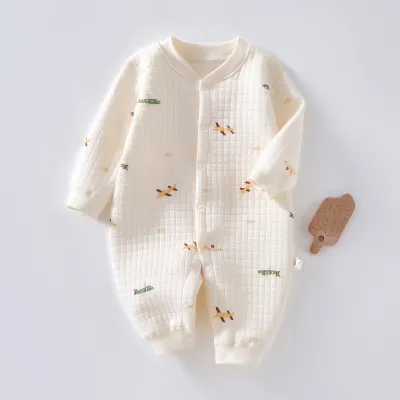 Baby Boys Girls Casual Cute Cartoon Print Long Sleeve Romper Neutral