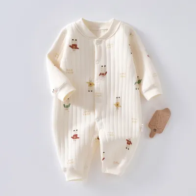 Baby Boys Girls Casual Cute Cartoon Print Long Sleeve Romper Neutral