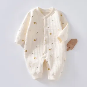 Baby Boys Girls Casual Cute Cartoon Print Long Sleeve Romper Neutral