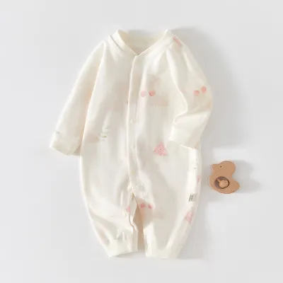 Kids Baby Boys Girls Casual Cute Cartoon Print Long Sleeve Romper Cotton Neutral