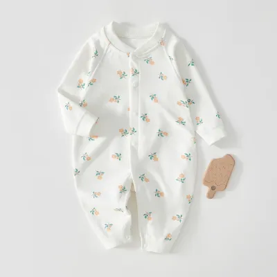 Kids Baby Boys Girls Casual Cute Cartoon Print Long Sleeve Romper Cotton Neutral