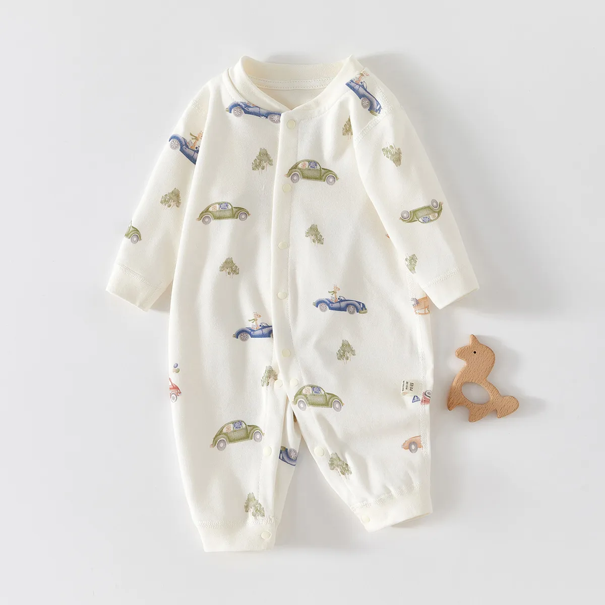 Kids Baby Boys Girls Casual Cute Cartoon Print Long Sleeve Romper Cotton Neutral