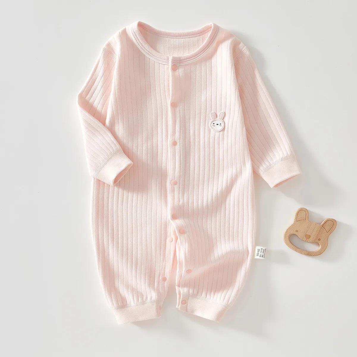 Kids Baby Boys Girls Casual Cute Solid Color Cartoon Print Long Sleeve Romper 100% Cotton