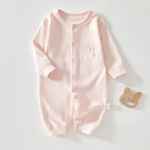 Kids Baby Boys Girls Casual Cute Solid Color Cartoon Print Long Sleeve Romper 100% Cotton