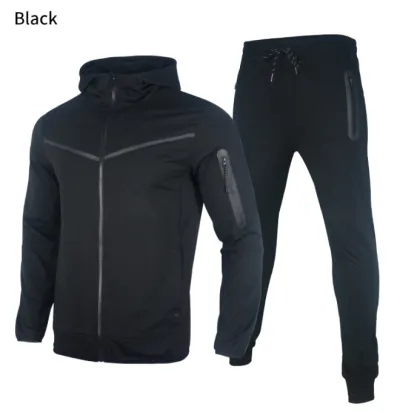 Men Casual Sports Long Sleeve Zipper Hoodies Trousers Set