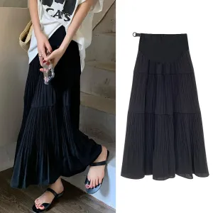Summer Pregnant Women Fashion Creased A- Line Belly Skirt