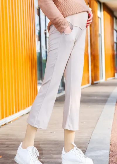 Maternity Casual Solid Color Loose Belly Pants