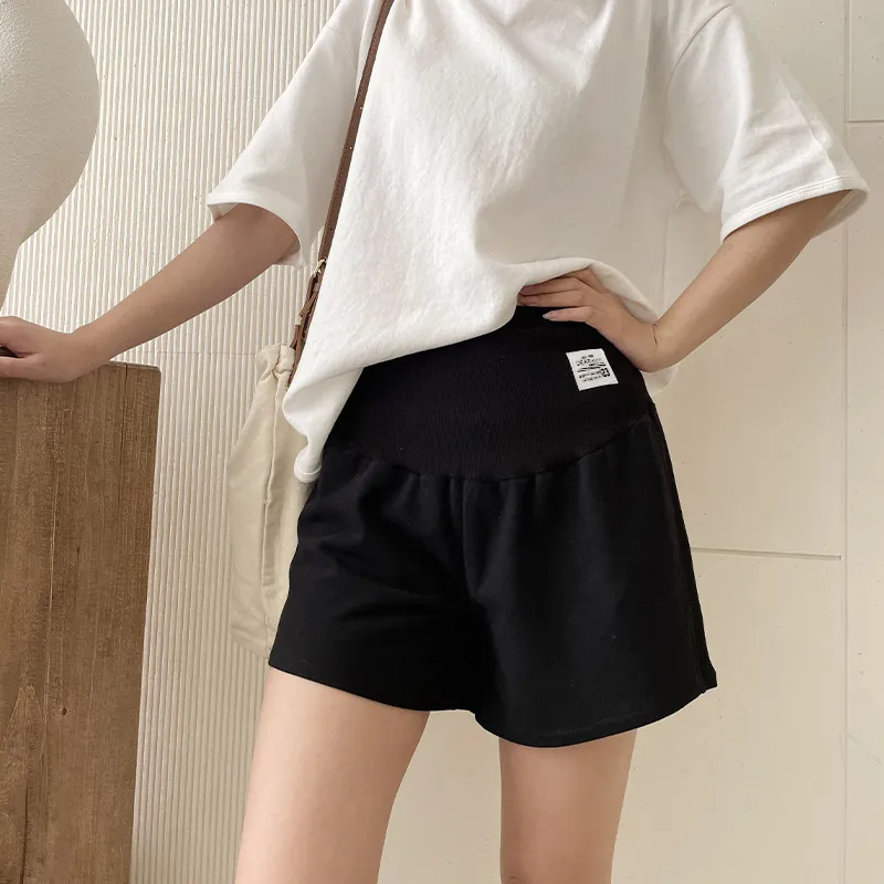 Summer Maternity Casual Solid Color Abdominal Adjustable Shorts