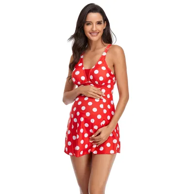 Pregnant Women Fashion Sexy Deep V Floral Print Swimsuit Set