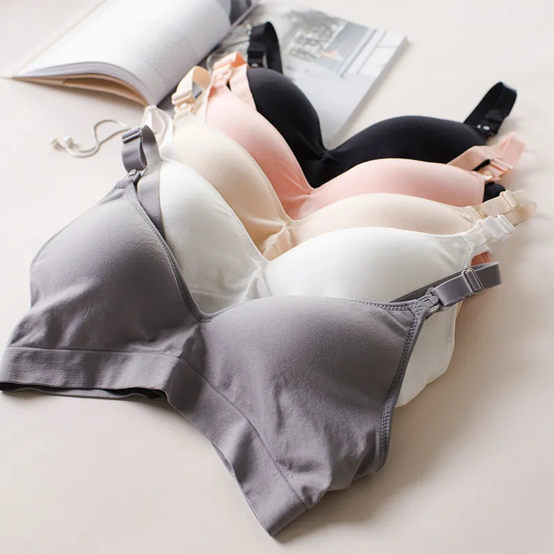 Pregnant Women Fashion Casual Gathered Breathable Solid Color Nursing Underwear