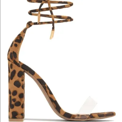 Summer Women Fashion Plus Size Transparent High Heeled Sandals With Strap