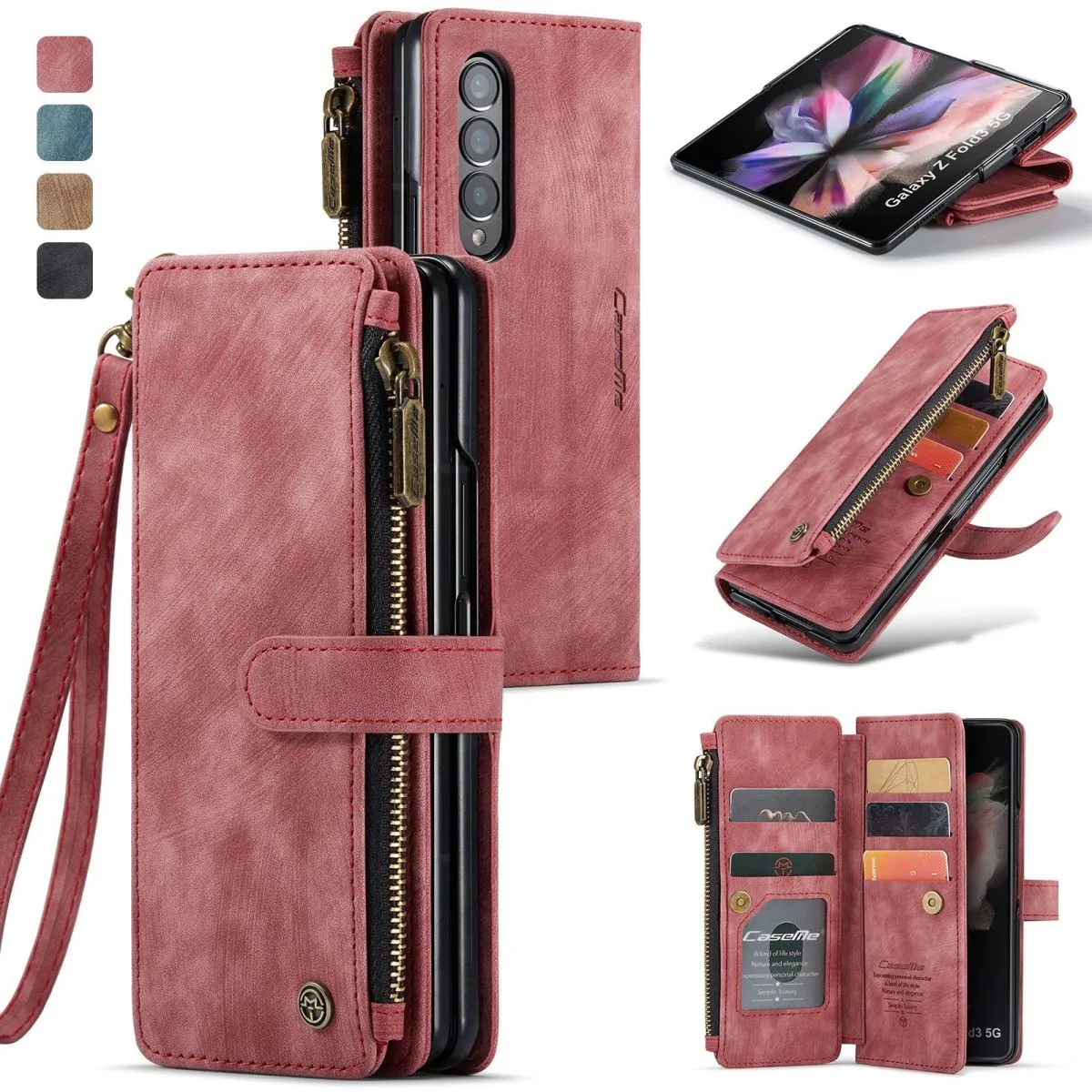 Women Retro Card Wallet Samsung Phone Case TPU Leather