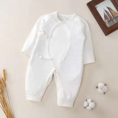 Kids Baby Boys Girls Casual Cute Solid Color Cartoon Print Long Sleeve Romper Lace-Up Butterfly Clothes