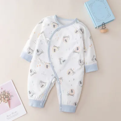 Kids Baby Boys Girls Casual Cute Solid Color Cartoon Print Long Sleeve Romper Lace-Up Butterfly Clothes