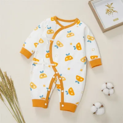 Kids Baby Boys Girls Casual Cute Solid Color Cartoon Print Long Sleeve Romper Lace-Up Butterfly Clothes