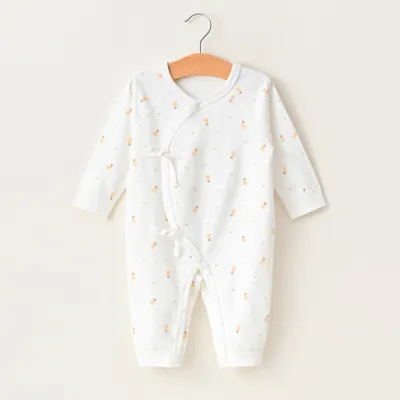 Kids Baby Boys Girls Casual Cute Solid Color Cartoon Print Long Sleeve Romper Lace-Up Butterfly Clothes
