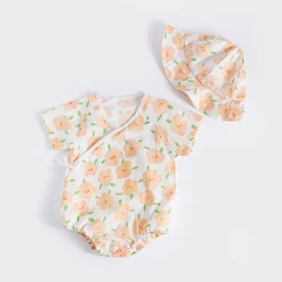Kids Baby Boys Girls Casual Cute Tiny Flower Print Short Sleeve Romper