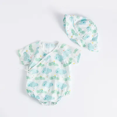 Kids Baby Boys Girls Casual Cute Tiny Flower Print Short Sleeve Romper