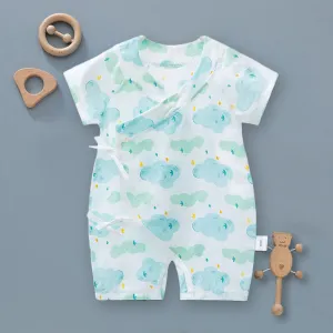 Kids Baby Boys Girls Casual Cute Tiny Flower Print Short Sleeve Romper