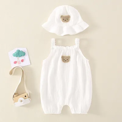 Kids Baby Boys Girls Casual Cute Cartoon Print Sleeveless Romper Pure Cotton Fresh Style