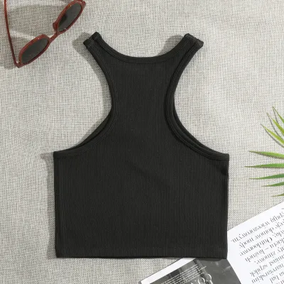 Women Casual Solid Color Sports Running Tank Top