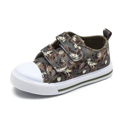 Children's Cute Cartoon Printed Velcro Canvas Low Top Shoes