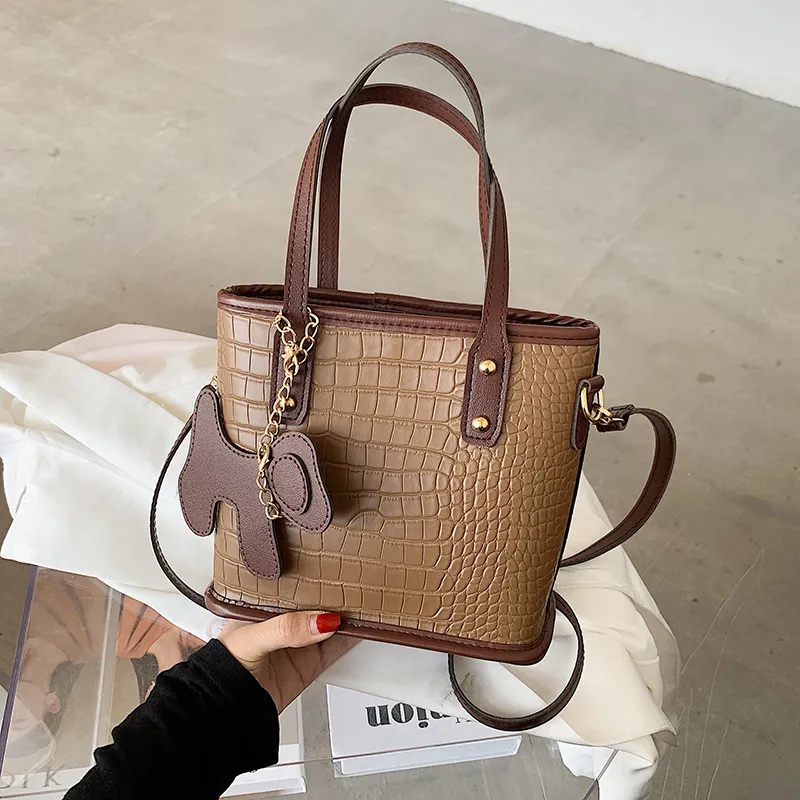 Women Fashion Crocodile Print PU Leather Small Square Bag Handbag Zipper Closure Soft