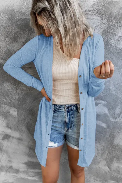 Women Casual Loose Fit Long Sleeve Button Cardigan Jacket