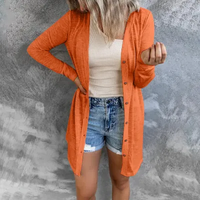Women Casual Loose Fit Long Sleeve Button Cardigan Jacket
