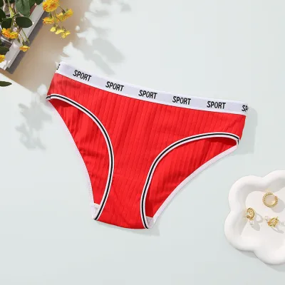 Women's Cotton Alphabet Print Panties - Breathable Comfortable Mid-Waist