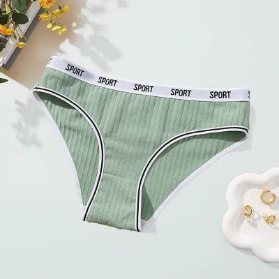 Women's Cotton Alphabet Print Panties - Breathable Comfortable Mid-Waist