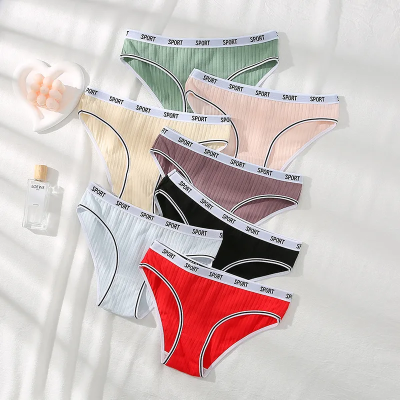 Women's Cotton Alphabet Print Panties - Breathable Comfortable Mid-Waist