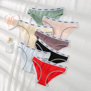 Women's Cotton Alphabet Print Panties - Breathable Comfortable Mid-Waist