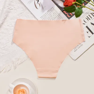 Women's High Waist Seamless Breathable Panties in Solid Color Nylon