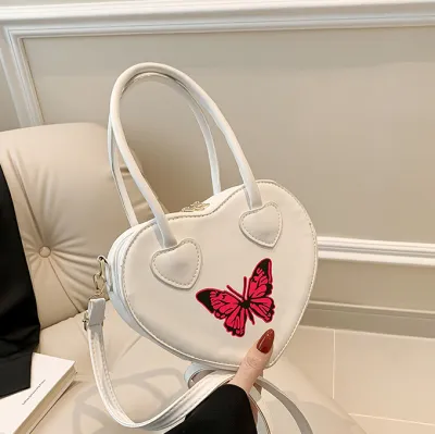 Women'S Fashion Butterfly Print Heart Shoulder Bag
