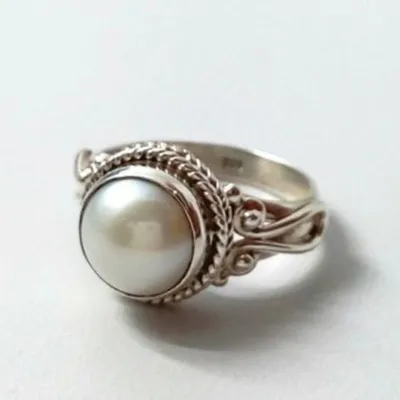 Women Vintage Imitation Pearl Geometric Cartoon Fashion Ring