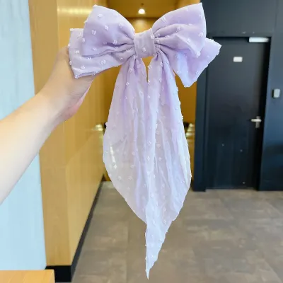 Women Fashion Exaggerated Oversized Bow Ribbon Spring Hairpin