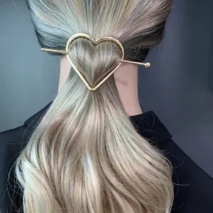 Women Simple Fashion Alloy Heart-Shaped Arrow Hairpin