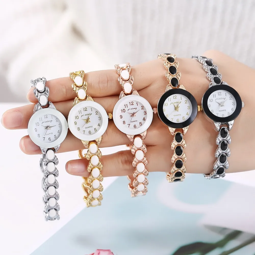 Women's Fashion Cat Eye Drop Glue Quartz Digital Bracelet Watch with Alloy Strap
