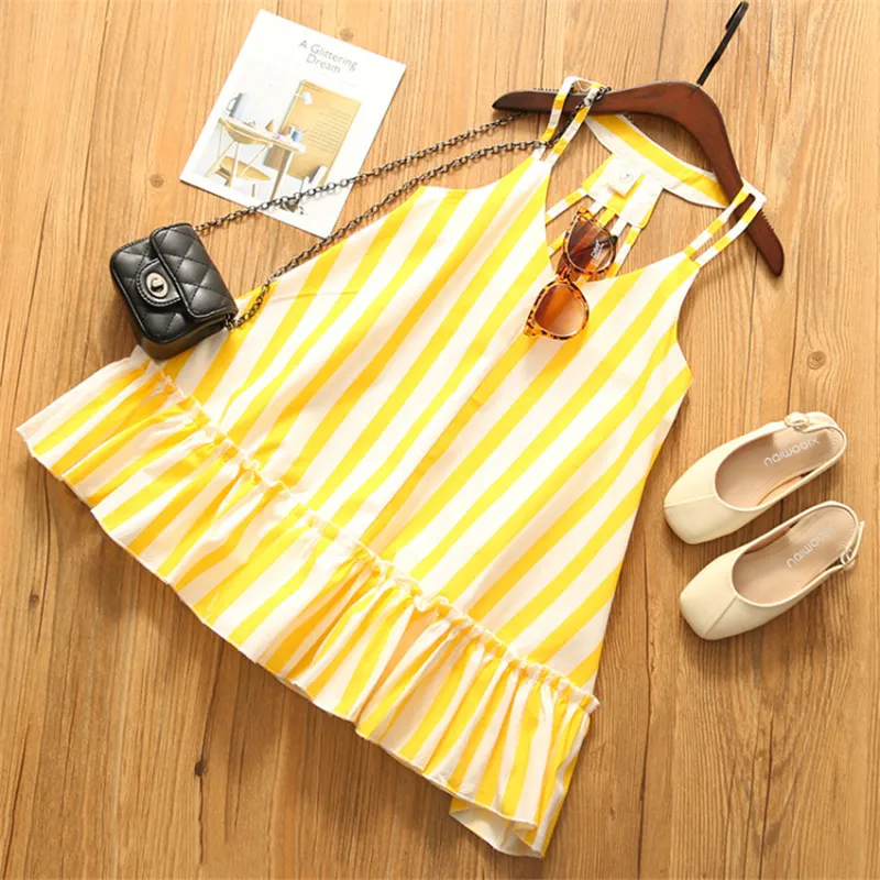 Kids Toddler Girls Casual Cute Stripe Print Strap Dress A-Line Cotton