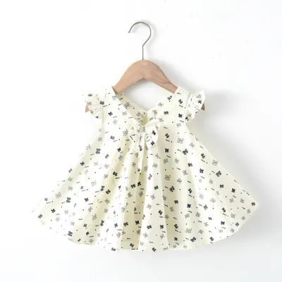 Kids Baby Girls Casual Cute Heart-Shaped Polka Dot Fruit Print Sleeveless Pleated Cotton Dress