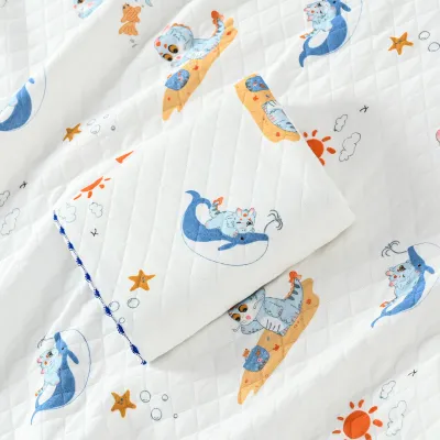 Newborn Boys Girls Spring Autumn Cute Cartoon Print Pure Cotton Wrap Swaddling Blanket