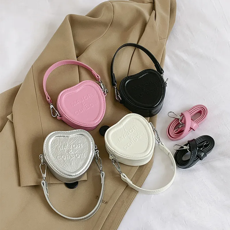 Kids Girls Sweet Heart Mini Crossbody Bag in PU Leather