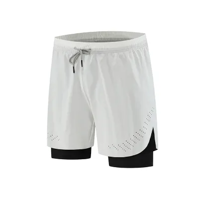 Men Casual Sports Quick Dry Solid Color Plus Size Lined Shorts