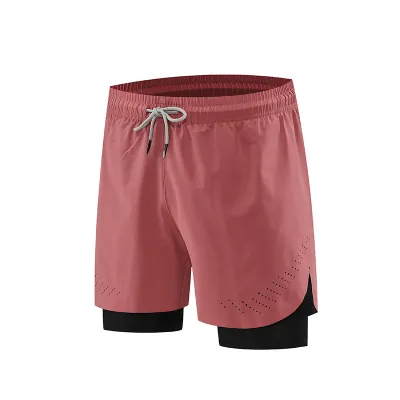 Men Casual Sports Quick Dry Solid Color Plus Size Lined Shorts