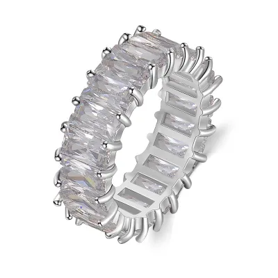 Rectangular Zircon Inlaid Fashion Commuter Simple Ring for Women