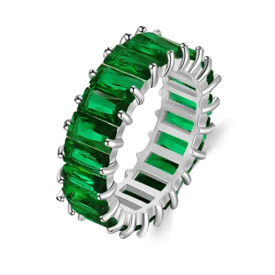 Rectangular Zircon Inlaid Fashion Commuter Simple Ring for Women