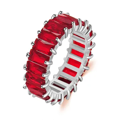 Rectangular Zircon Inlaid Fashion Commuter Simple Ring for Women