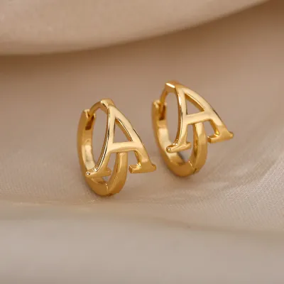 26 English Letter Alphabet Women Simple Copper Earrings