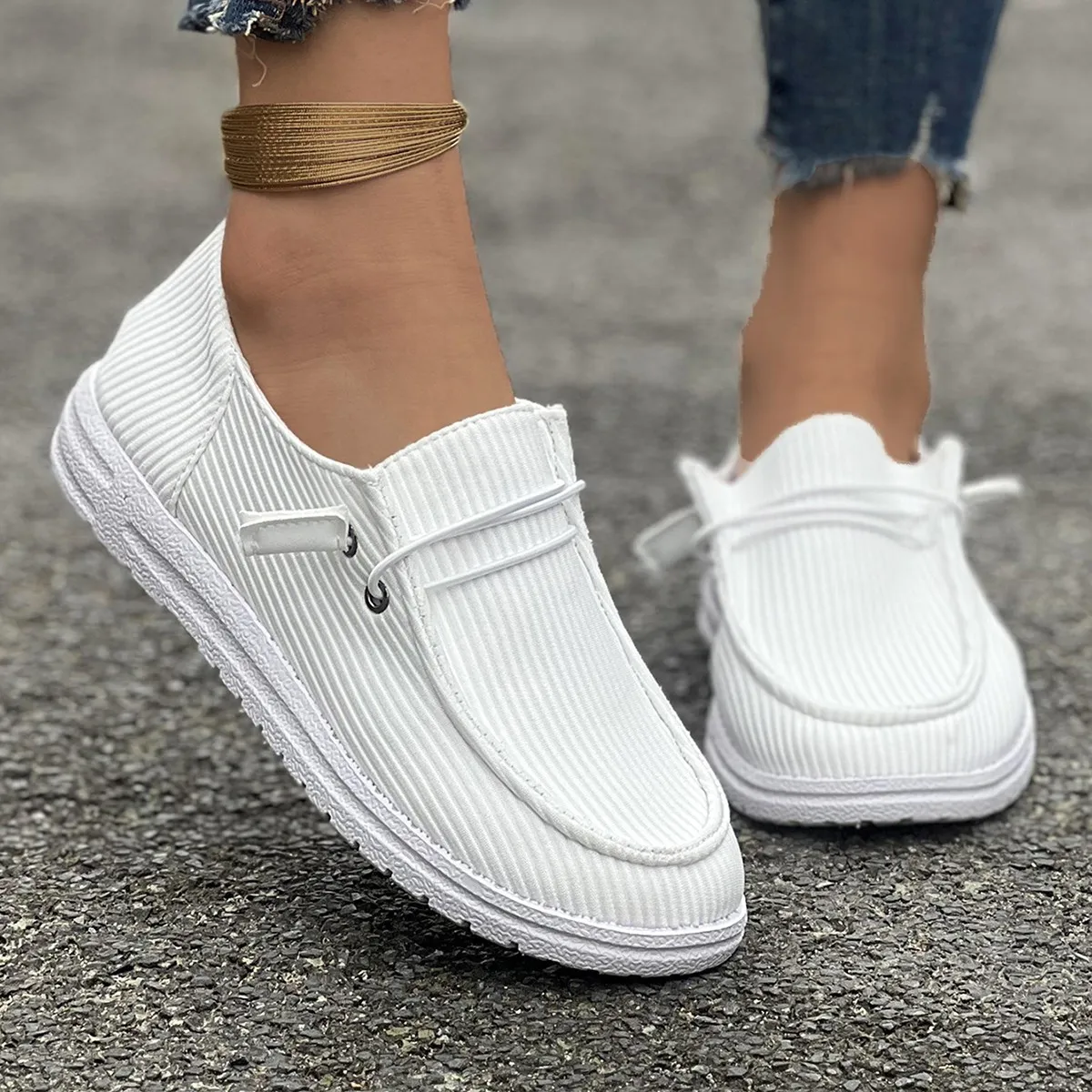 Plus Size Women Flat Loafers Slip On Suede Round Toe Casual Shoes Low Top